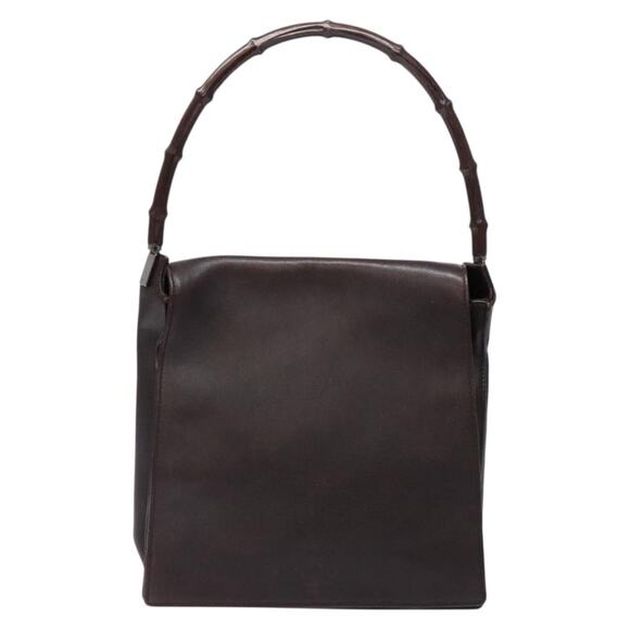 GUCCI Bamboo Shoulder Bag Leather Dark Brown 001 001 - Picture 2 of 16